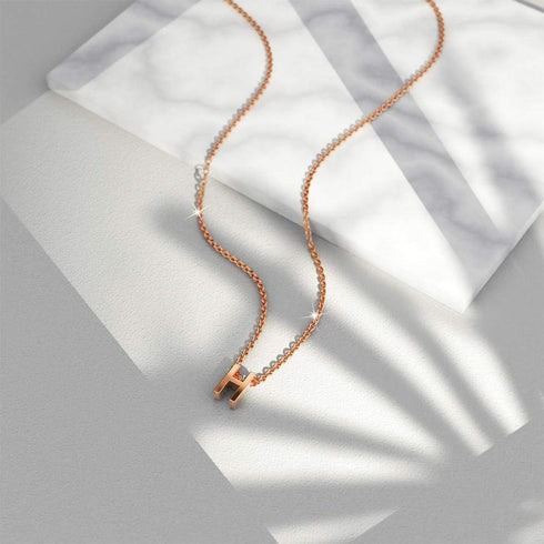 Initials Brick Alphabet Letter Necklace Rose Gold Layered Steel Jewellery